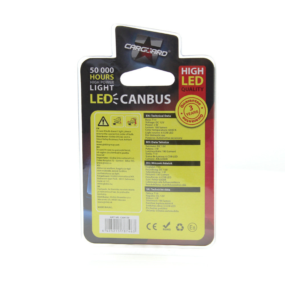 Bec MTR W5W 12V 3W Set 2 buc Carguard - CAN120