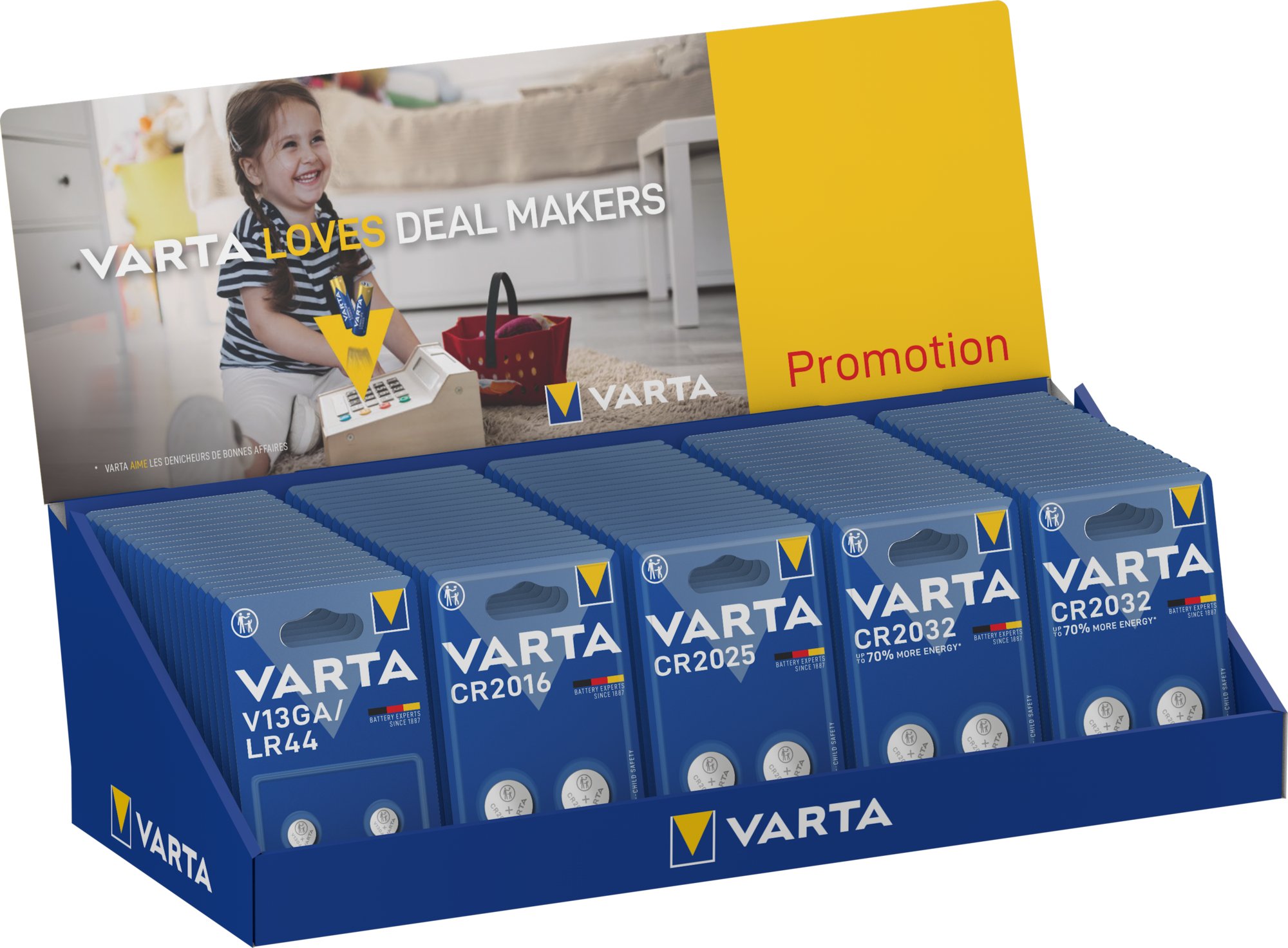Stand echipat cu microbaterii VARTA - 100 bucati - 12208187