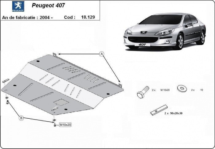 Scut metalic motor, cutie de viteză - Peugeot 407 (2004-) MTR - MT031