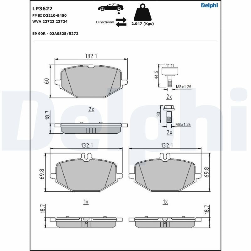 Set placute frana,frana disc LP3622 DELPHI