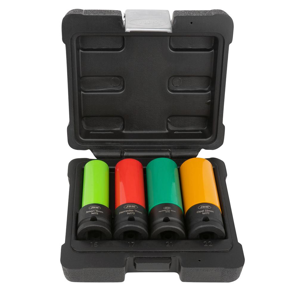 SET 4 TUBULARE DE IMPACT PENTRU JANTE DIN ALIAJ 1/2` JBM