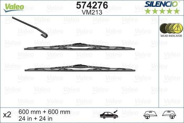 Set lamela stergator Valeo Silencio 600/600 mm - 10-142-066