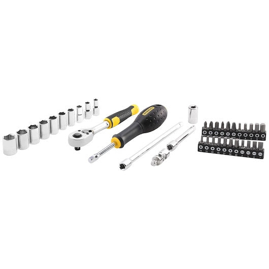 Set de clicheți cu 72 de dinți și chei tubulare STANLEY® 1/4 in., cu accesorii, 38 buc. - STMT828281