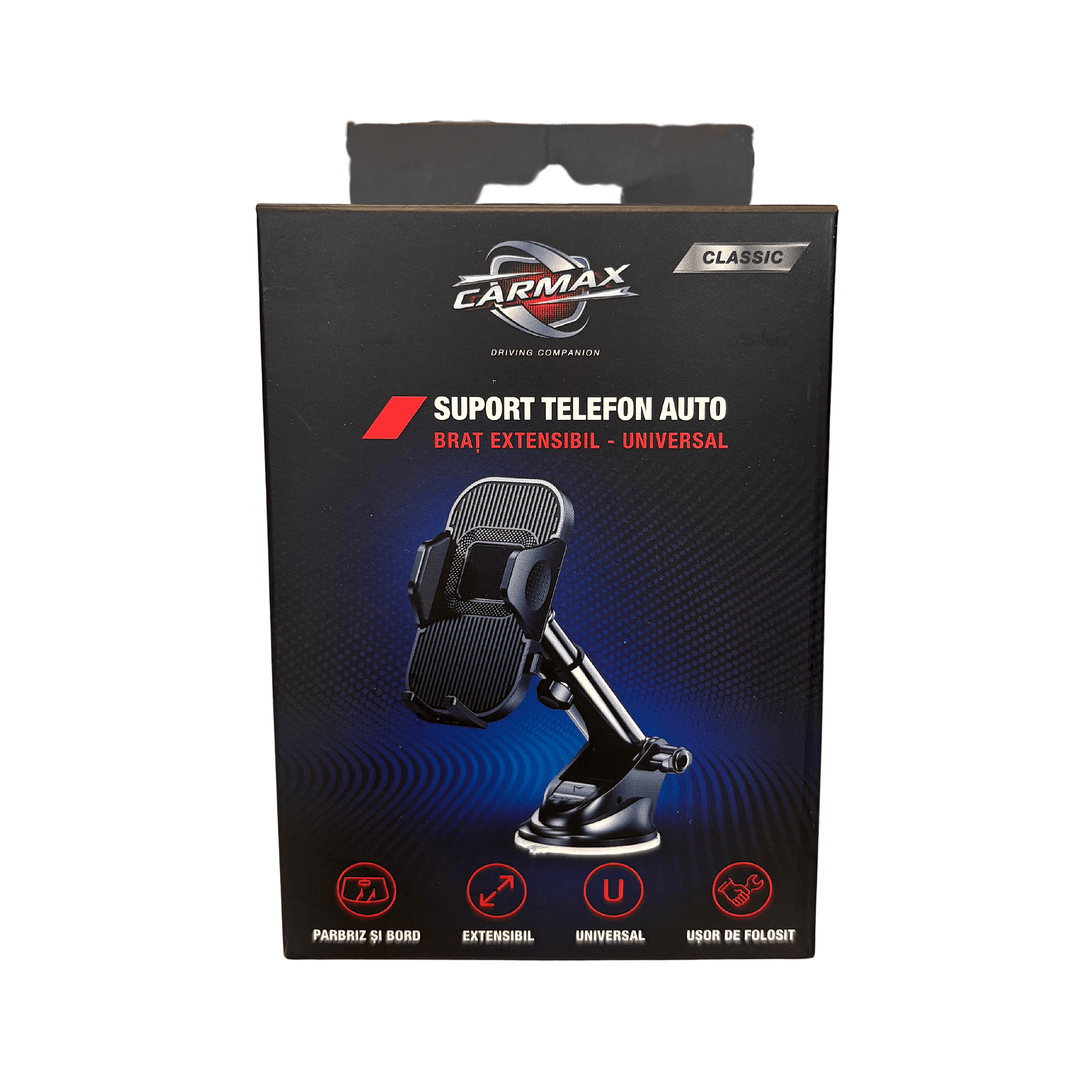 Suport telefon mobil cu brat extensibil Carmax 360°, 55-95 mm - 56642