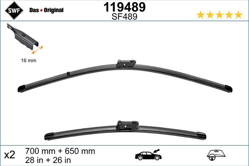 Set lamela stergator SWF Wiper FB OE LHD 700/650 mm - 12-490-797