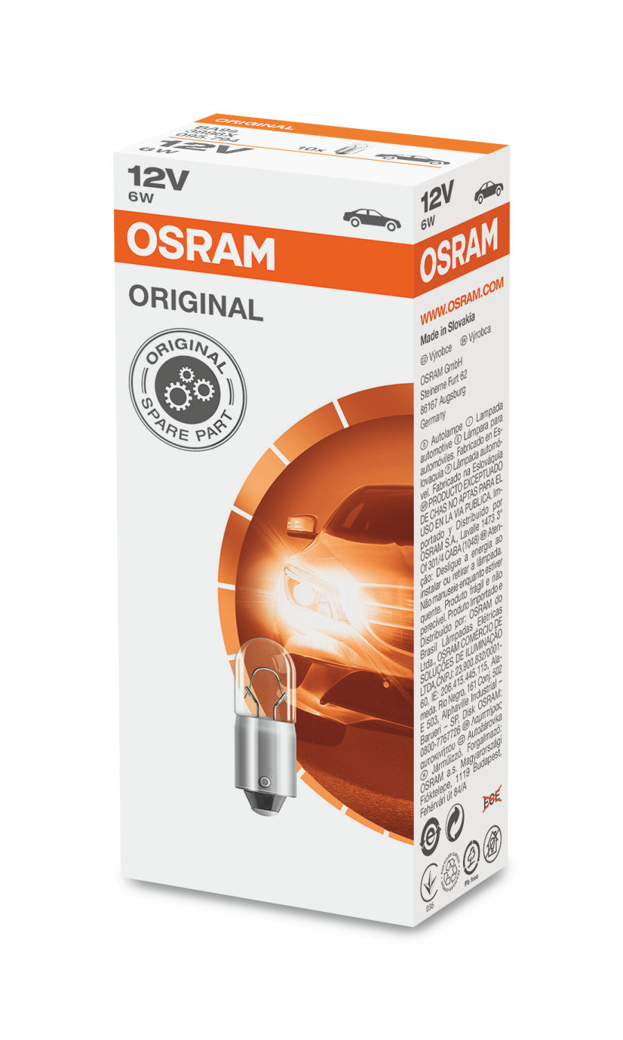 Bec Osram Original 6W 12V BA9s - 3886X