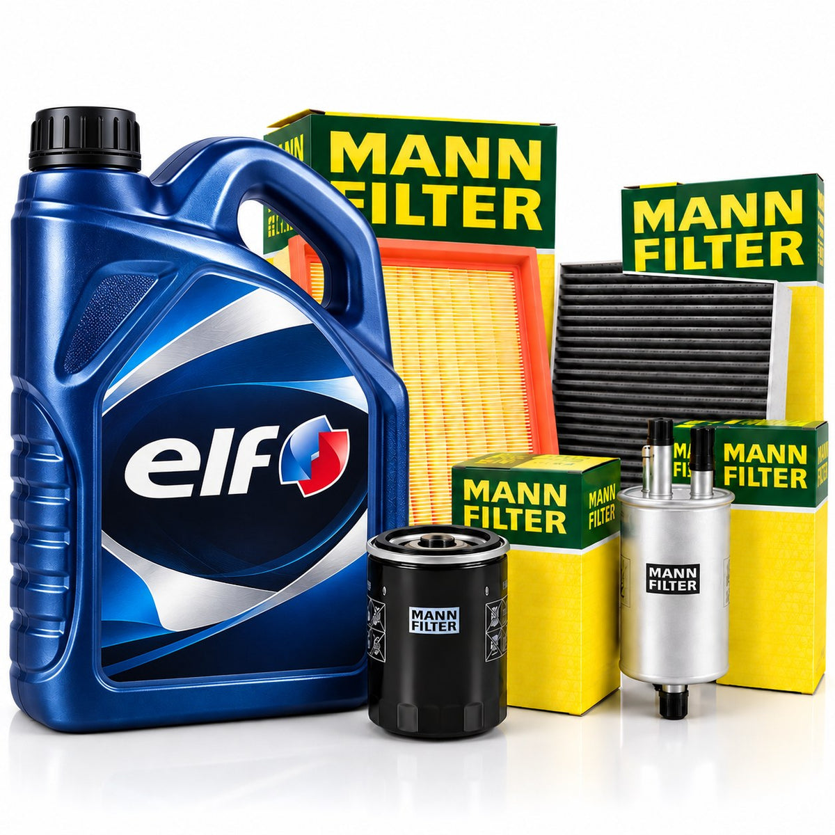 Kit revizie: ulei Elf si filtre MANN-Filter (ulei, aer, habitaclu, combustibil)