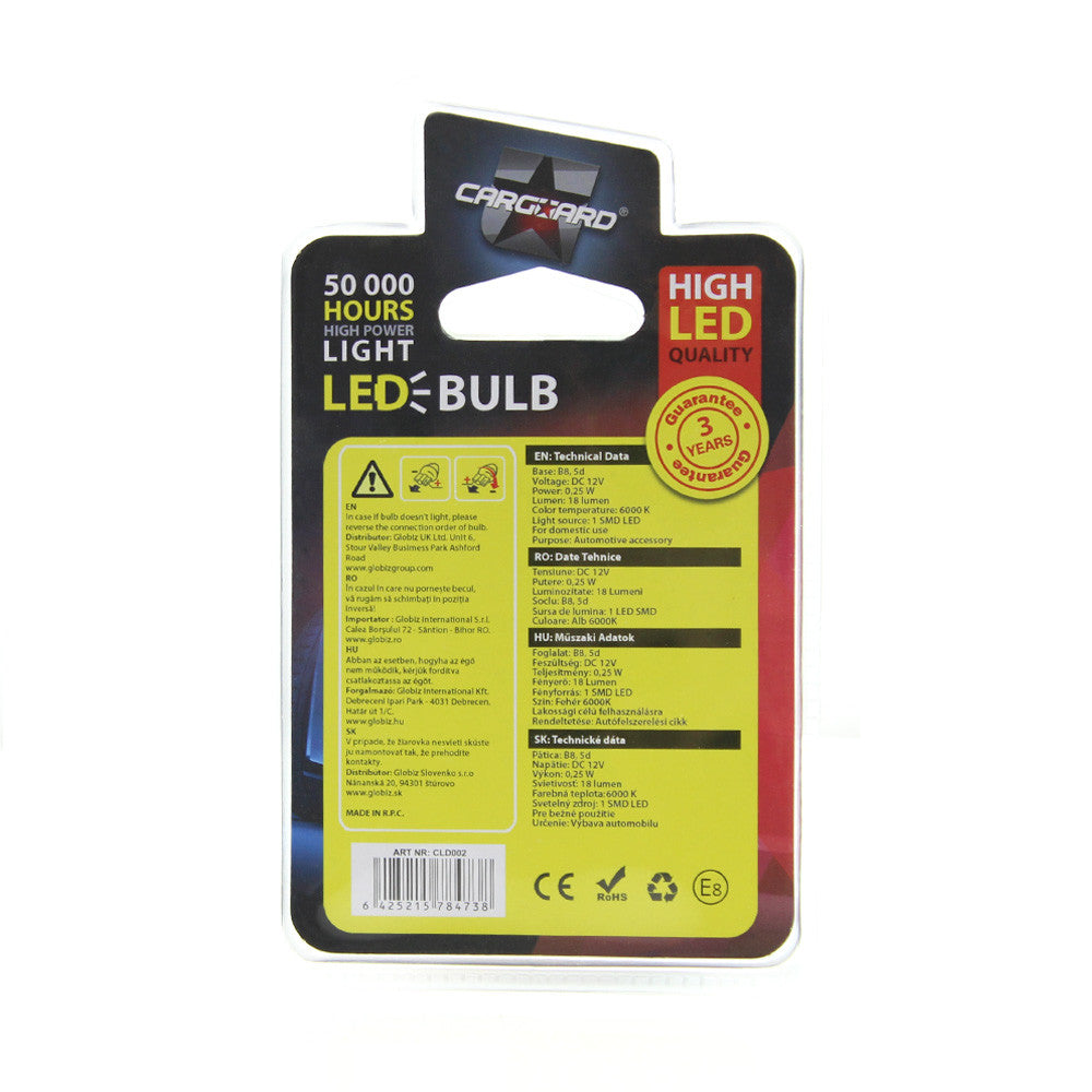 Led de Bord 12V 0.25W B8, 5d  -Set 2 buc Carguard - CLD002