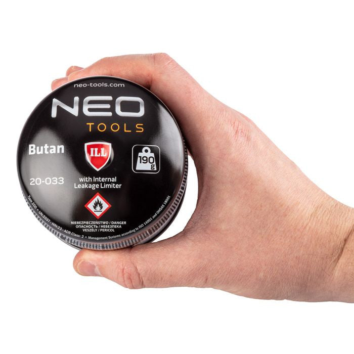 Lampă de sudură cu gaz pe cartușe de 190 g + 4 cartușe de gaz reîncărcabile 20-045 NEO Neo Tools