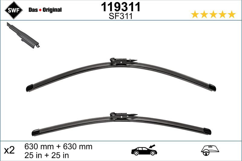 Set lamela stergator SWF Wiper FB OE LHD 630/630 mm - 11-477-030
