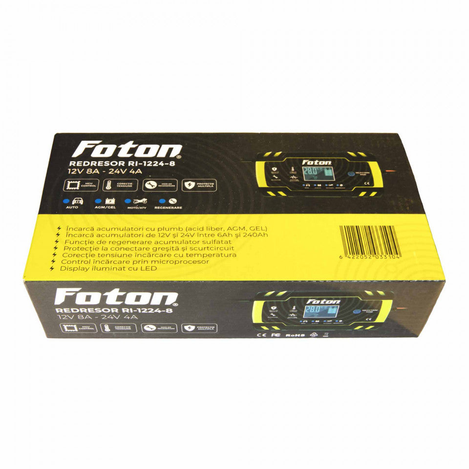 Redresor inteligent Foton RI-1224-8 cu desulfatare - 12V/8A 24V/4A - 640051