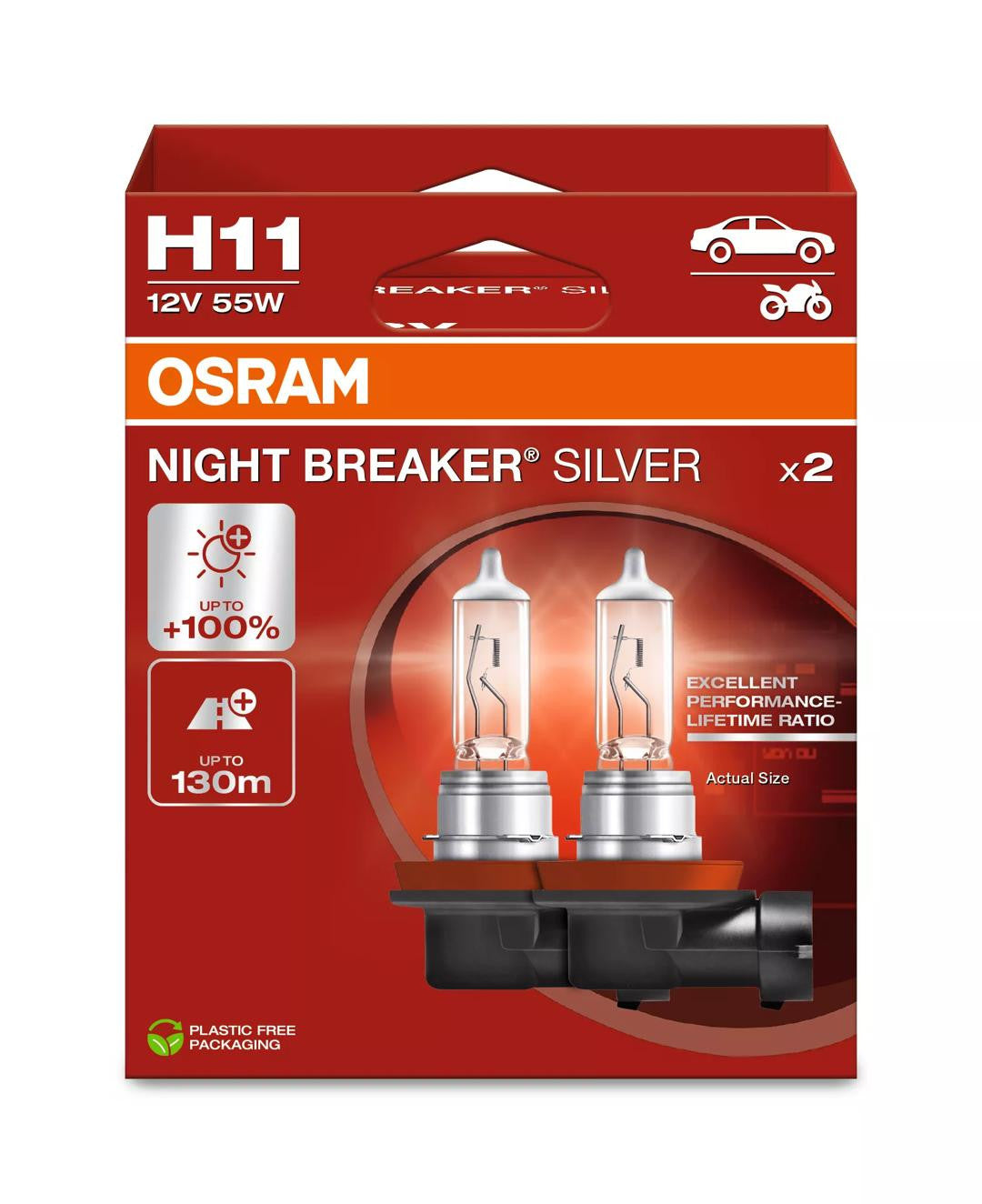 Bec Halogen Osram Night Breaker Laser H11 | 12V - PGJ19-2 - Set 2 buc - 12107791