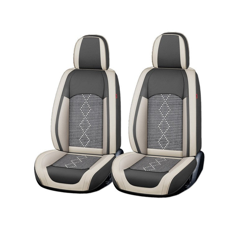 Huse auto premium 5 locuri Carguard Deluxe piele ecologică perforată și textil - gri deschis - gri inchis - HSA014
