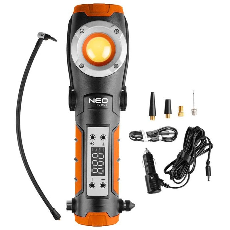 Lampa 4 in 1 (lampa, lanterna, compresor, spargator geamuri), cu acumulator, incarcare USB tip C - 99130
