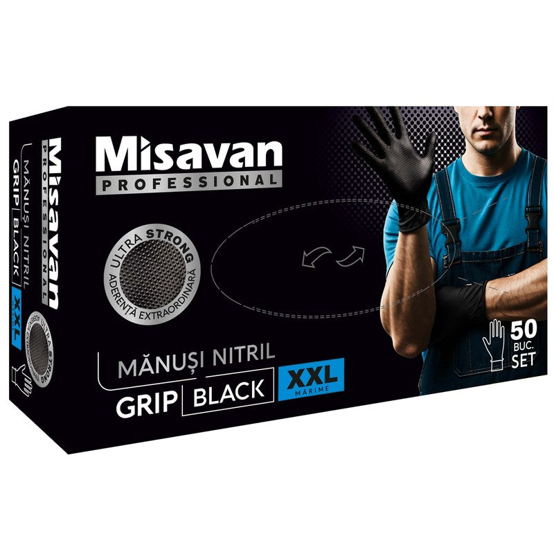Manusi nitril Grip Misavan - negru - marimea XXL ● 50 buc. - 90043710