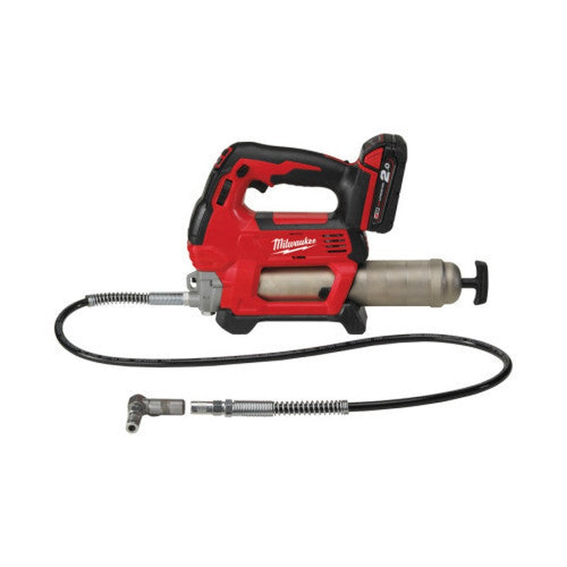 Pistol pentru gresat M18™ Milwaukee M18GG-201C, cod 4933440490, 1 x M18 B2 acumulator, M12-18 C încărcător, cutie plastic - 4933440490