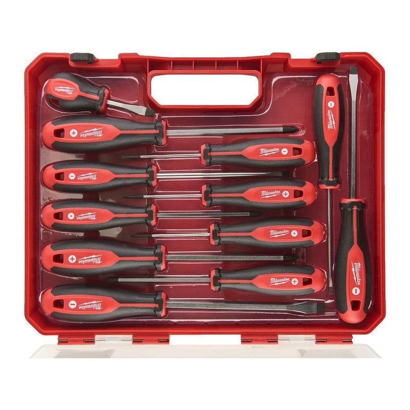 Set 12 șurubelnițe Milwaukee PZ0 / PZ1 / PZ2 / PH0 / PH1 / PH2 / SL2,5 / SL4 / SL5,5 / SL6,5 / SL6,5 / SL8 - 4932472003