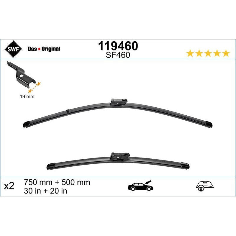 Set lamela stergator SWF Wiper FB OE LHD 750/500 mm - 119460
