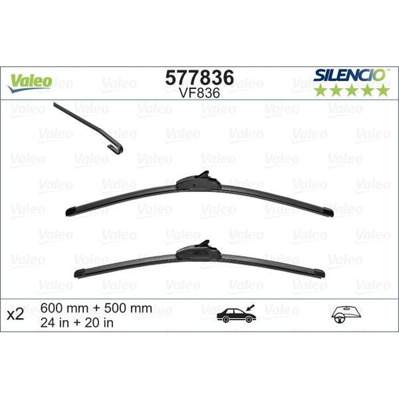 Set lamela stergator Valeo Silencio FlatBlade OE 600/500 mm - 577836
