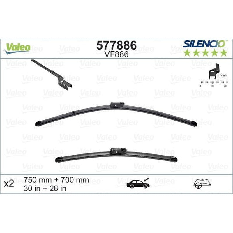 Set lamela stergator Valeo Silencio FlatBlade OE 750/700 mm - 577886
