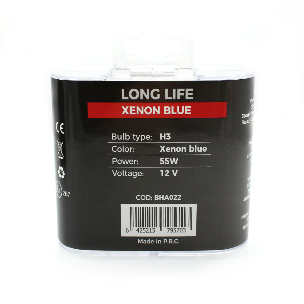 Set de 2 becuri Halogen H3 +100% Intensitate - LONG LIFE Carguard - BHA022