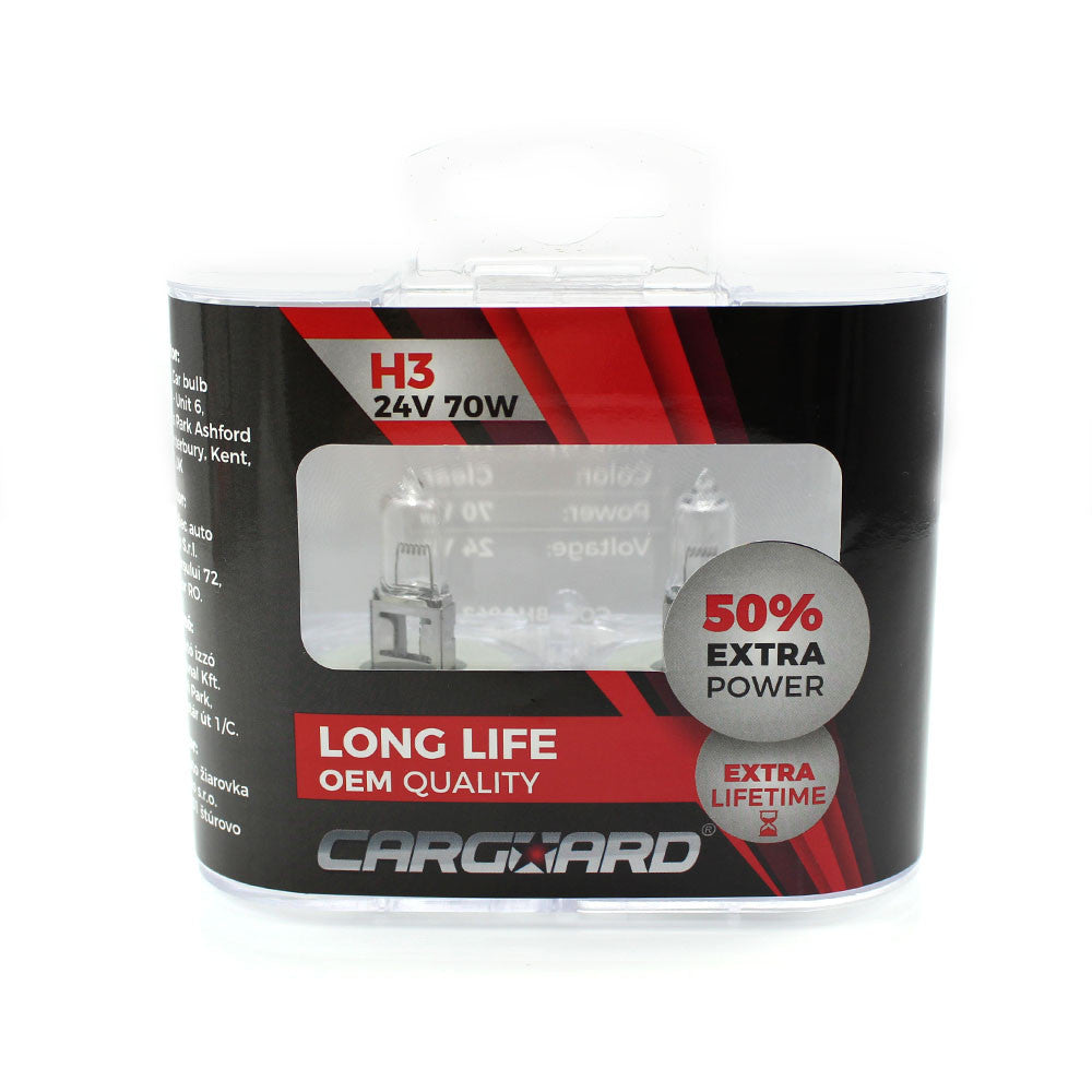 Set de 2 becuri Halogen 24V - H3, 70W, +50% Intensitate - LONG LIFE - 12128933