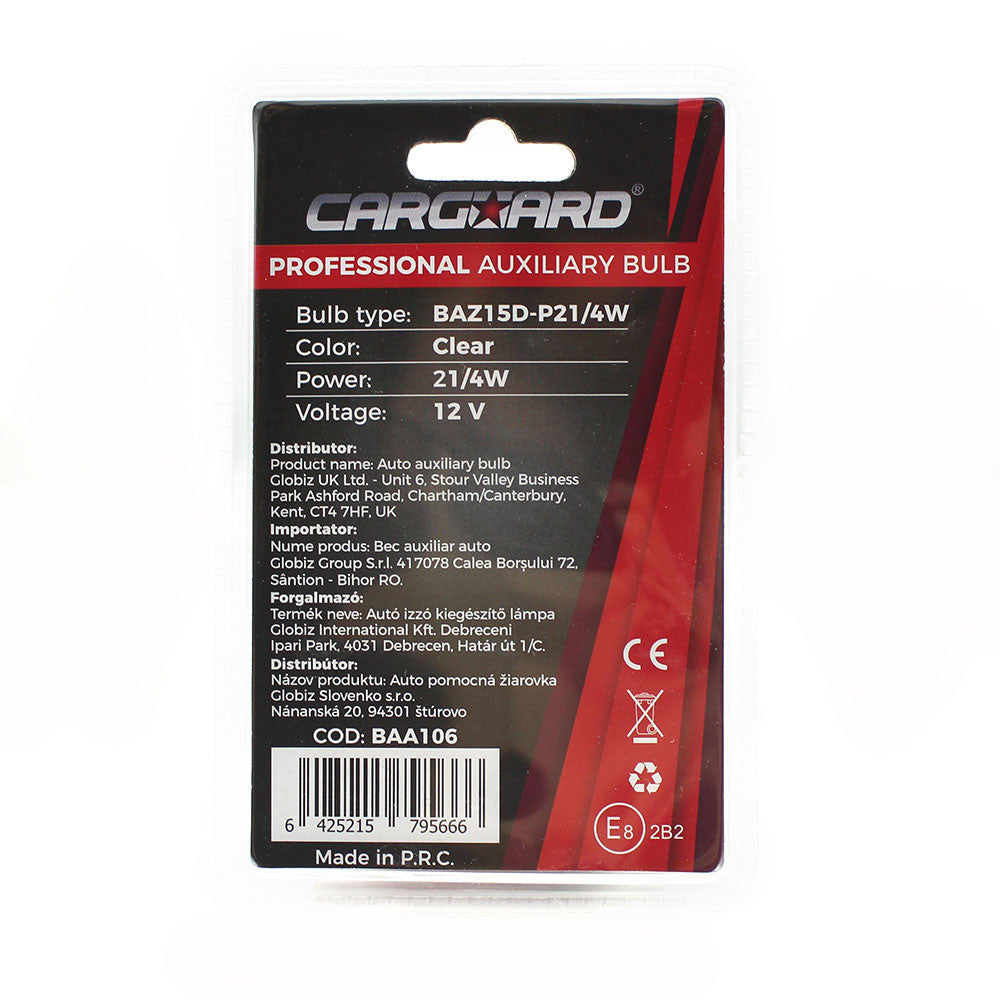 Set 2 becuri P21/4W - 12V- BAZ15D Carguard - BAA106