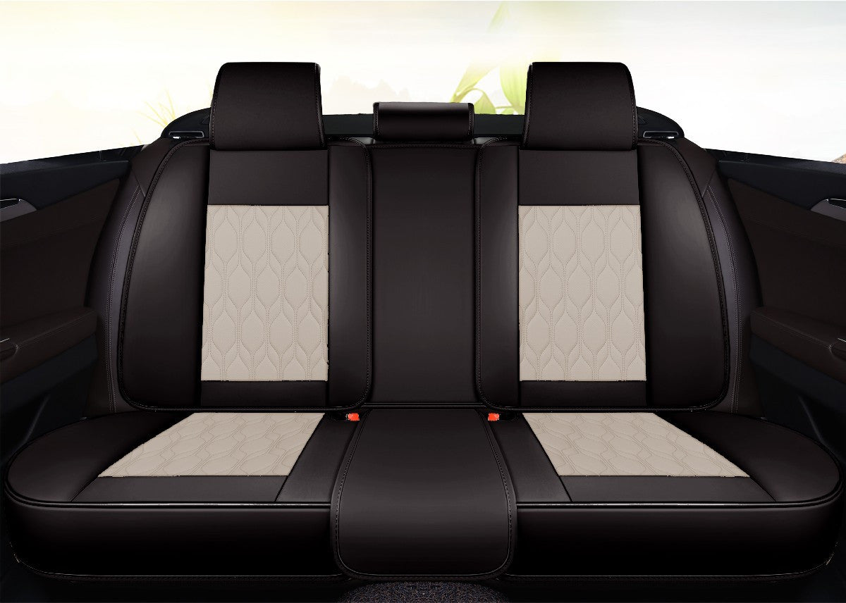 Huse auto premium 5 locuri Carguard Deluxe piele ecologică perforată - negru - crem - HSA027