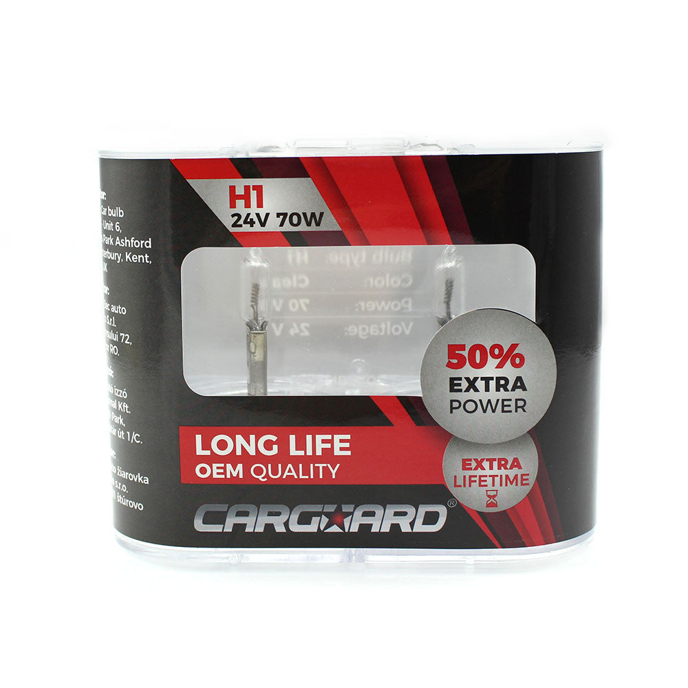 Set de 2 becuri Halogen 24V - H1, 70W, +50% Intensitate - LONG LIFE - 12128932